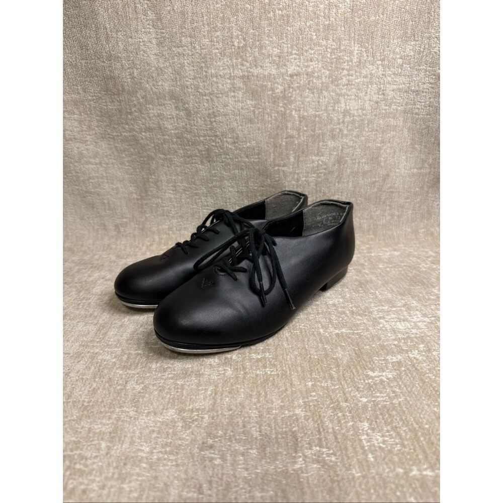 Capezio Kids' Tic Tap Toe Lace Up Round Toe Dance Tap Shoes Black Size 4